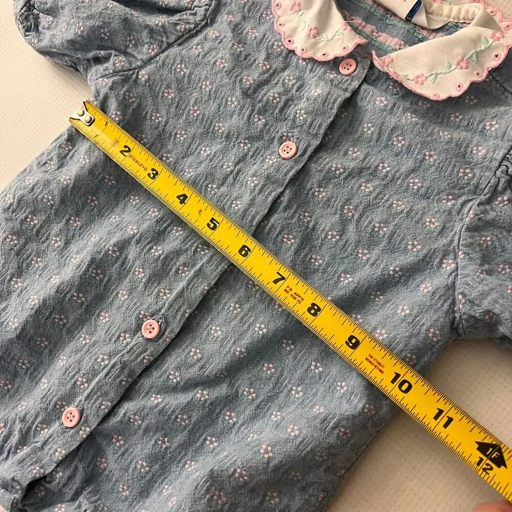 OshKosh B'gosh Vintage Top Shirt Peter Pan Collared‎ Button Front Girls Size 4